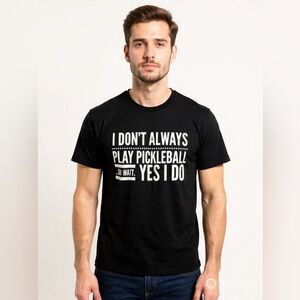 Port and Company Black T‑Shirt with White Pickleball Graphic